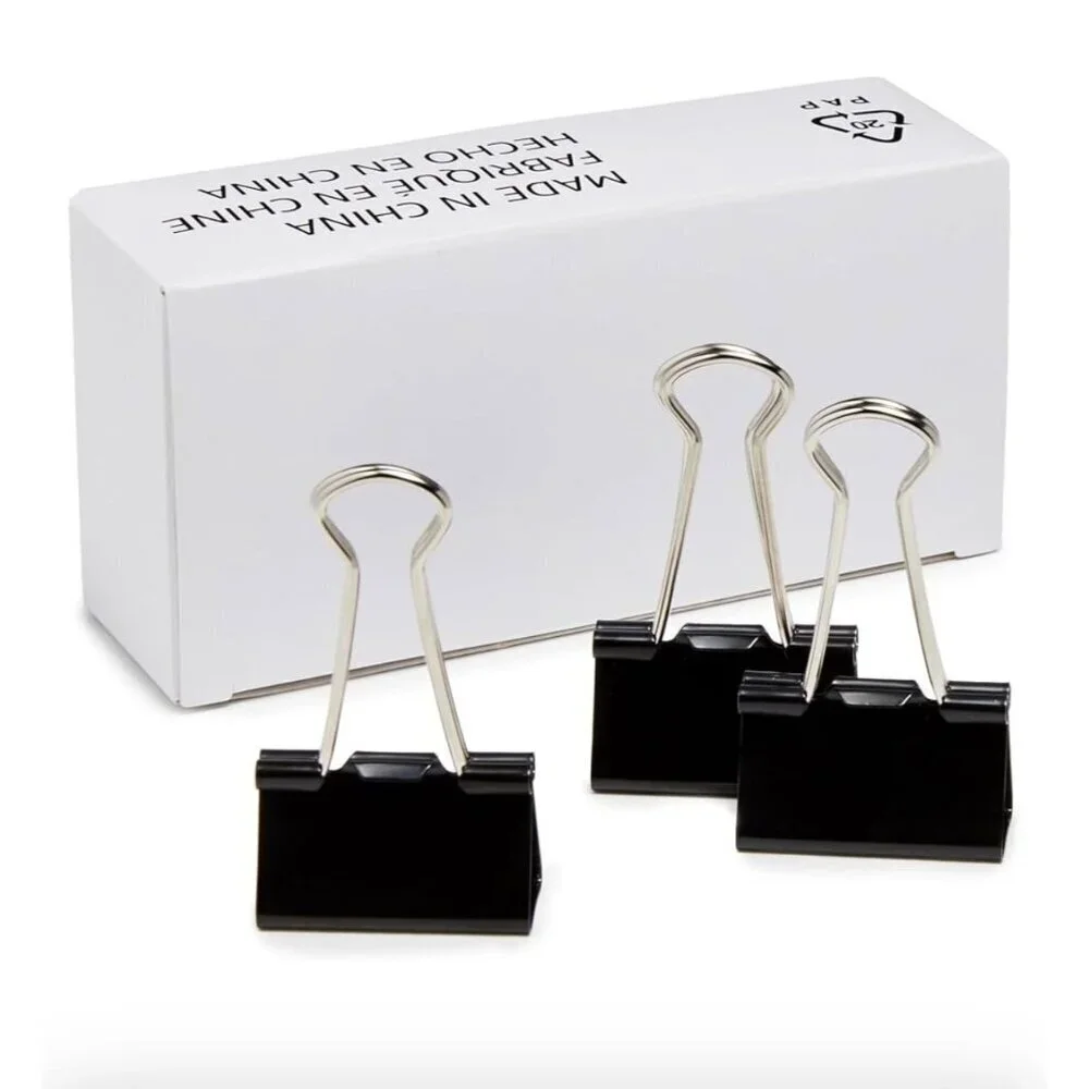Black Binder Clips 145 Sheets Capacity Premium Solid Metal Easy To Attach & Remo